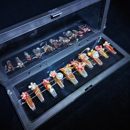 D81Finger Fantasy- Crystal Fantasy Luxury Rhinestone Handmade Press-On Nail Set with Gift Box & Greeting Card, 10pcs Elegant Nail Art Kit for Manicure, Perfect for Christmas Gift and Holiday Glam(DM0081)