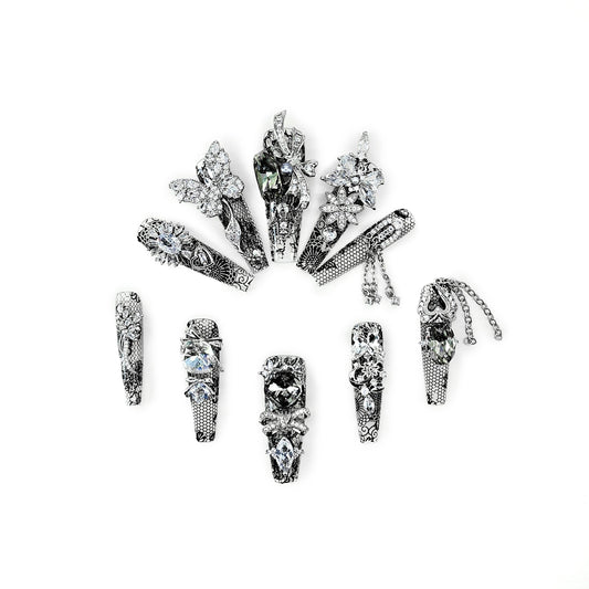 Crystal Fantasy_Glitters Fashion Press On Nail Care & Nail Art Nails, Luxury Elegant Rhinestone Stick 10pcs Manicure Set(MJ0018£©