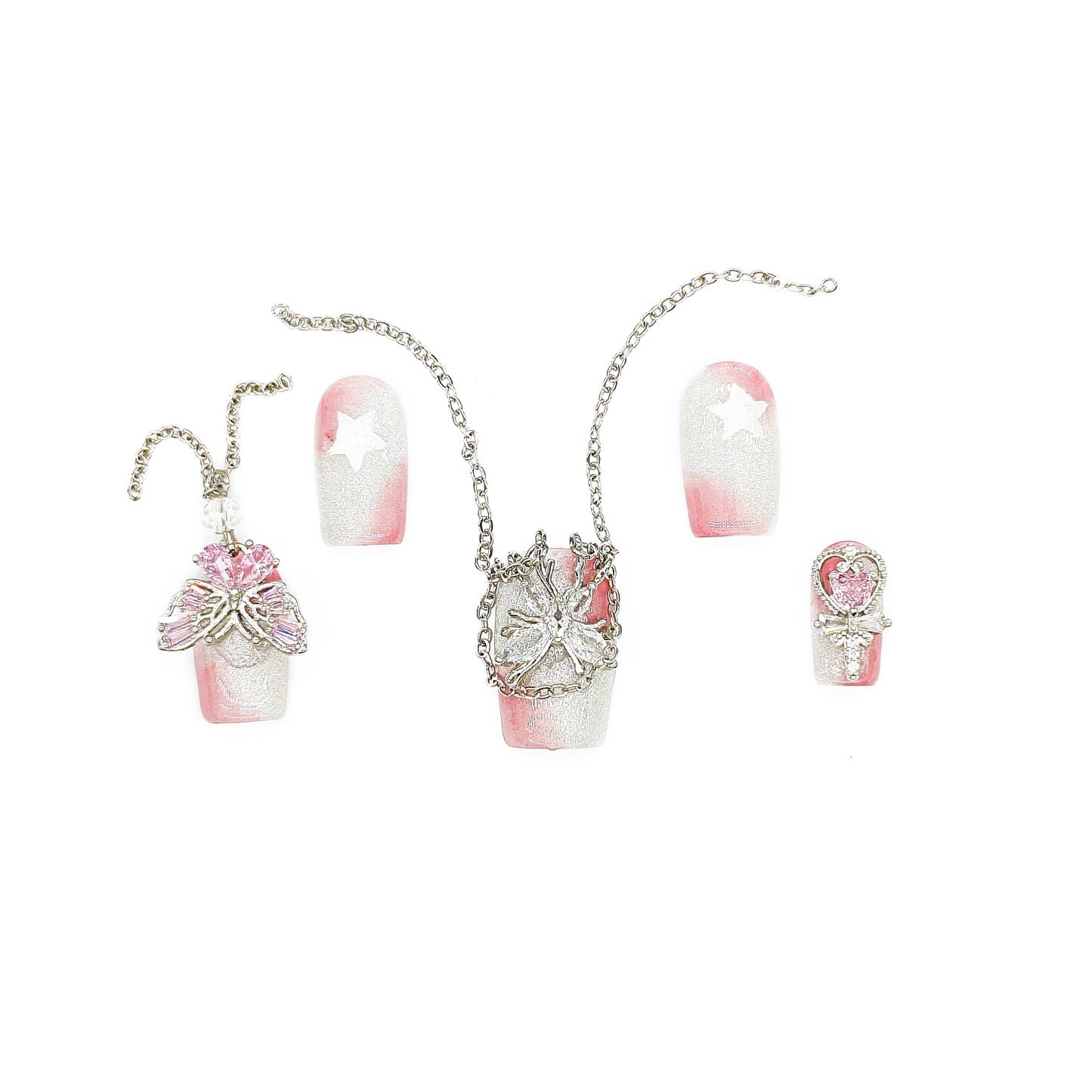 D162Finger Fantasy- Crystal Fantasy Luxury Rhinestone Handmade Press-On Nail Set with Gift Box & Greeting Card, 10pcs Elegant Nail Art Kit for Manicure, Perfect for Christmas Gift and Holiday Glam(DM0162)