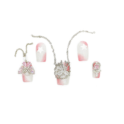 D162Finger Fantasy- Crystal Fantasy Luxury Rhinestone Handmade Press-On Nail Set with Gift Box & Greeting Card, 10pcs Elegant Nail Art Kit for Manicure, Perfect for Christmas Gift and Holiday Glam(DM0162)