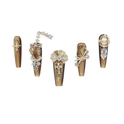 D123Finger Fantasy- Crystal Fantasy Luxury Rhinestone Handmade Press-On Nail Set with Gift Box & Greeting Card, 10pcs Elegant Nail Art Kit for Manicure, Perfect for Christmas Gift and Holiday Glam(DM0123)
