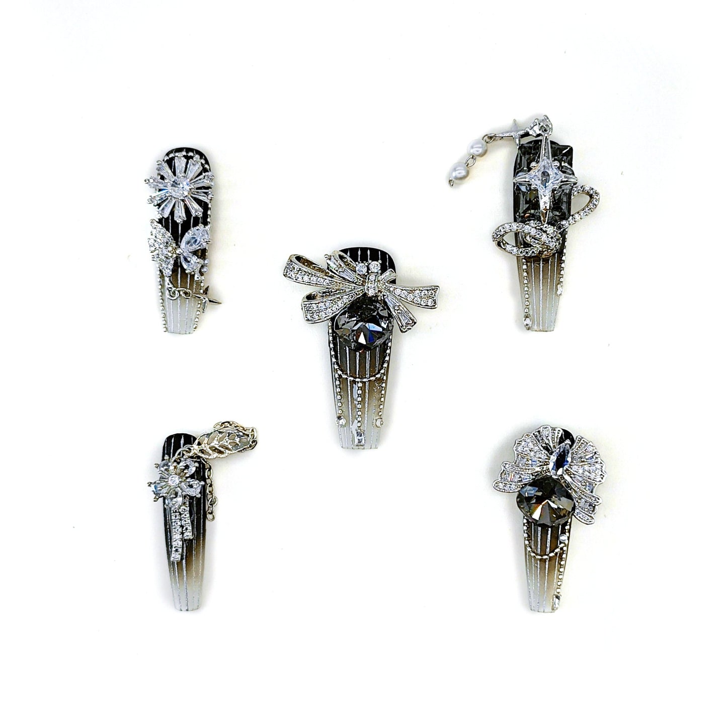 Crystal Fantasy_Glitters Fashion Press On Nail Care & Nail Art Nails, Luxury Elegant Rhinestone Stick 10pcs Manicure Set(MJ0013£©