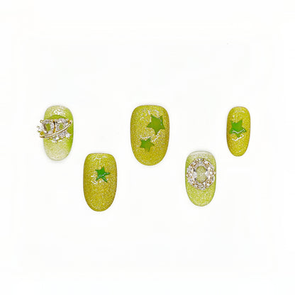 D158Finger Fantasy- Crystal Fantasy Luxury Rhinestone Handmade Press-On Nail Set with Gift Box & Greeting Card, 10pcs Elegant Nail Art Kit for Manicure, Perfect for Christmas Gift and Holiday Glam（DM0158）