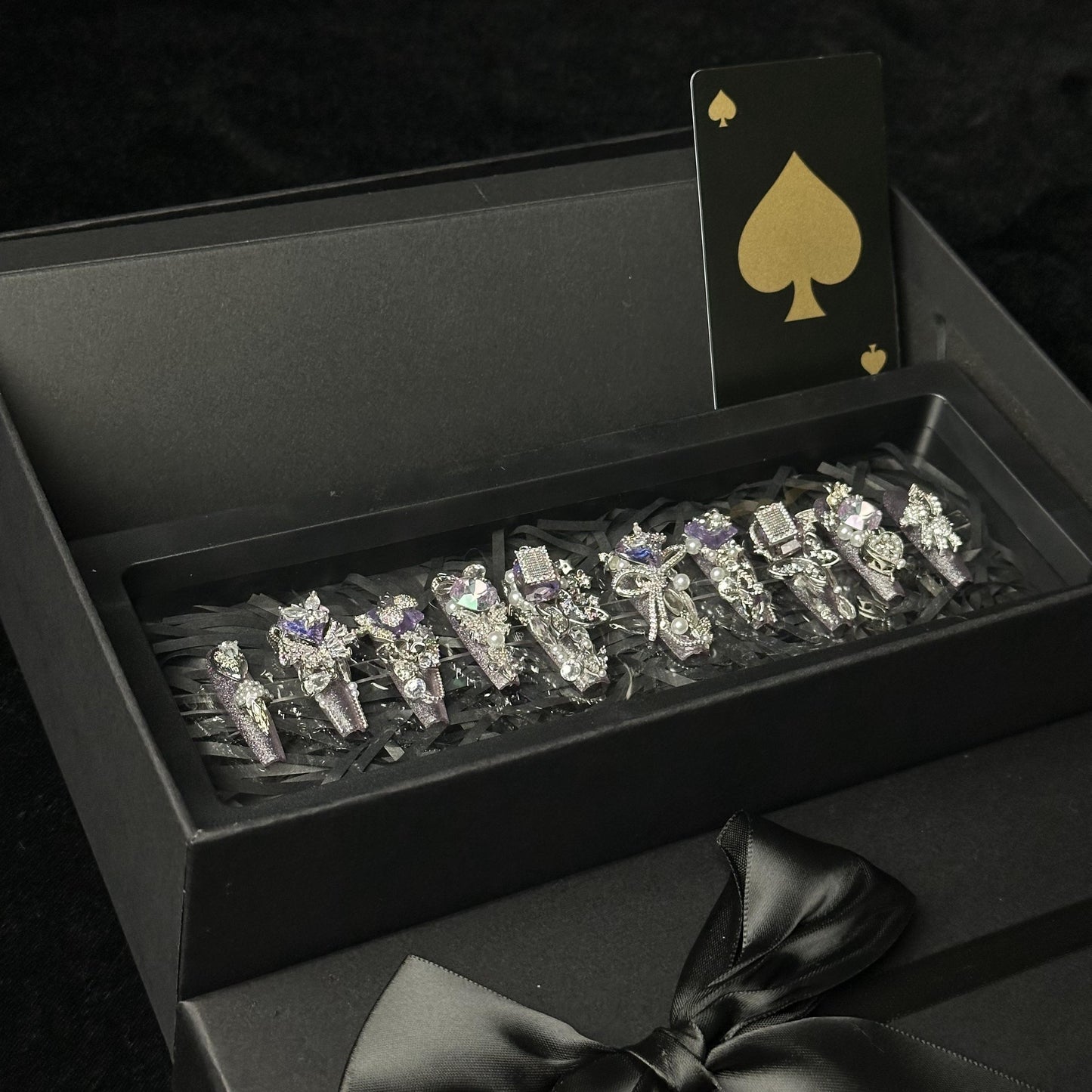 Crystal Fantasy_Glitters Fashion Press On Nail Care & Nail Art Nails, Luxury Elegant Rhinestone Stick 10pcs Manicure Set(MJ0037£©