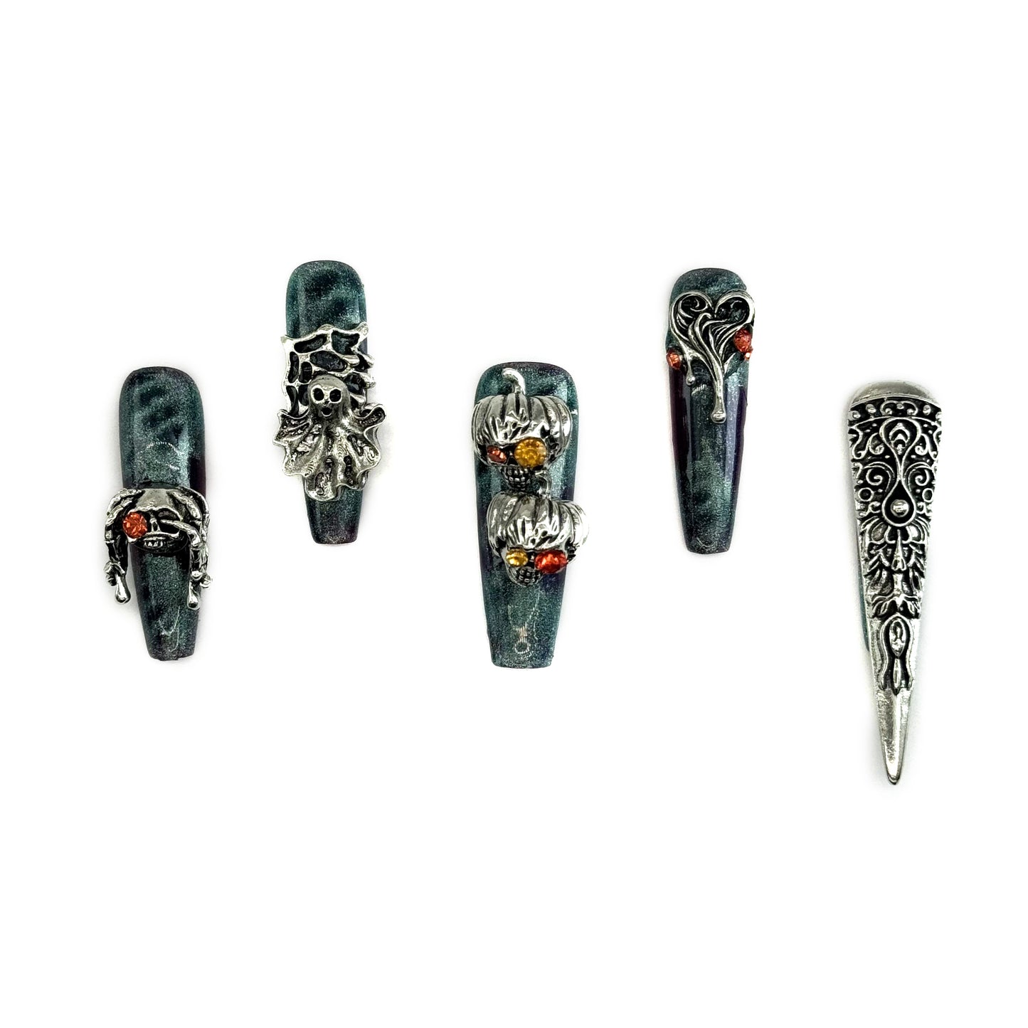 Metallic Fantasy_ Press On Nail Care & Nail Art Nails, 10pcs Manicure Set Nail Art, Halloween Gift（JS6608）