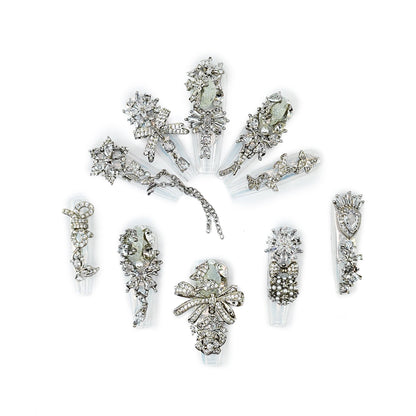 Crystal Fantasy_Glitters Fashion Press On Nail Care & Nail Art Nails, Luxury Elegant Rhinestone Stick 10pcs Manicure Set(MJ0008£©