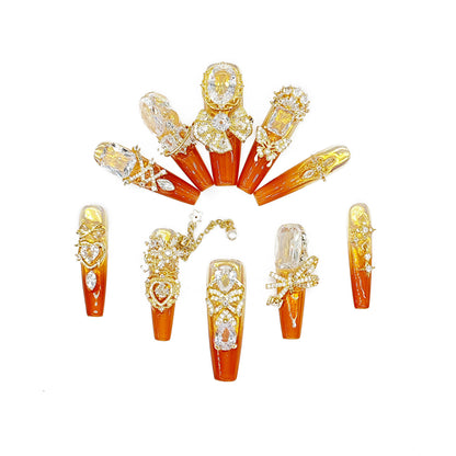 D134Finger Fantasy- Crystal Fantasy Luxury Rhinestone Handmade Press-On Nail Set with Gift Box & Greeting Card, 10pcs Elegant Nail Art Kit for Manicure, Perfect for Christmas Gift and Holiday Glam£¨DM0134£©