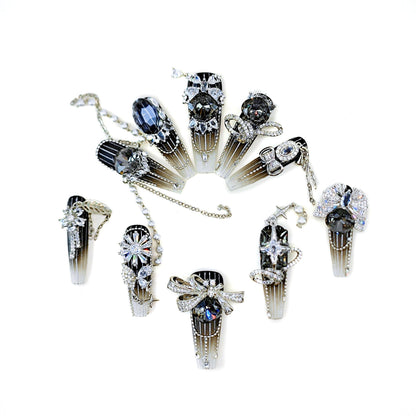 Crystal Fantasy_Glitters Fashion Press On Nail Care & Nail Art Nails, Luxury Elegant Rhinestone Stick 10pcs Manicure Set(MJ0013£©