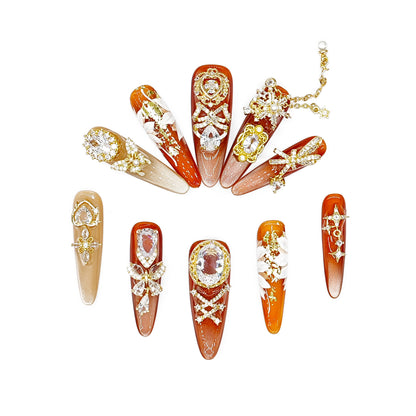 D135Finger Fantasy- Crystal Fantasy Luxury Rhinestone Handmade Press-On Nail Set with Gift Box & Greeting Card, 10pcs Elegant Nail Art Kit for Manicure, Perfect for Christmas Gift and Holiday Glam£¨DM0135£©
