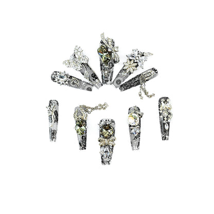 Crystal Fantasy_Glitters Fashion Press On Nail Care & Nail Art Nails, Luxury Elegant Rhinestone Stick 10pcs Manicure Set(MJ0017£©