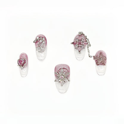 D157Finger Fantasy- Crystal Fantasy Luxury Rhinestone Handmade Press-On Nail Set with Gift Box & Greeting Card, 10pcs Elegant Nail Art Kit for Manicure, Perfect for Christmas Gift and Holiday Glam(DM0157)