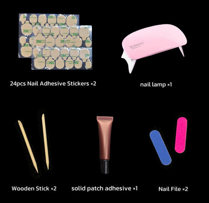 D104Finger Fantasy- Crystal Fantasy Luxury Rhinestone Handmade Press-On Nail Set with Gift Box & Greeting Card, 10pcs Elegant Nail Art Kit for Manicure, Perfect for Christmas Gift and Holiday Glam(DM0104)