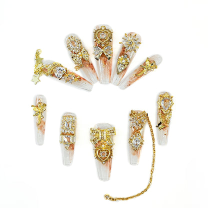 Crystal Fantasy_Glitters Fashion Press On Nail Care & Nail Art Nails, Luxury Elegant Rhinestone Stick 10pcs Manicure Set(MJ0038£©