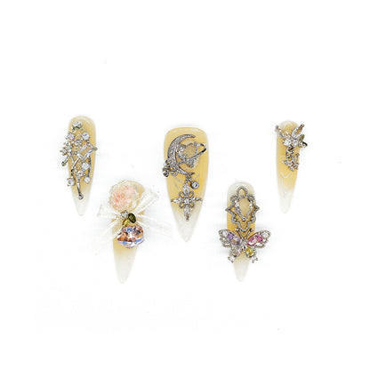 D155Finger Fantasy- Crystal Fantasy Luxury Rhinestone Handmade Press-On Nail Set with Gift Box & Greeting Card, 10pcs Elegant Nail Art Kit for Manicure, Perfect for Christmas Gift and Holiday Glam(DM0155)