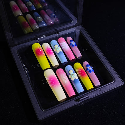 Finger Fantasy-Classic Fantasy Luxury Handmade Press On Nail Set with Gift Box & Greeting Card, 10pcs Elegant Nail Art Kit for Manicure, Perfect for Gifts and Holiday Glam(NM0020)
