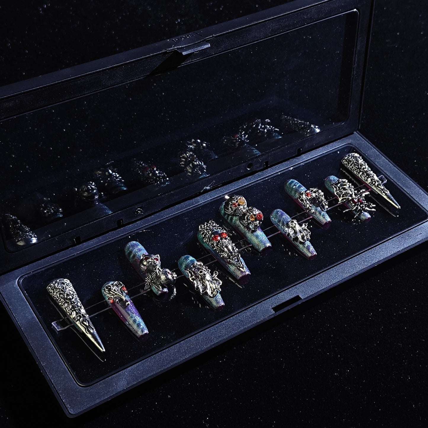 Metallic Fantasy_ Press On Nail Care & Nail Art Nails, 10pcs Manicure Set Nail Art, Halloween Gift（JS6608）