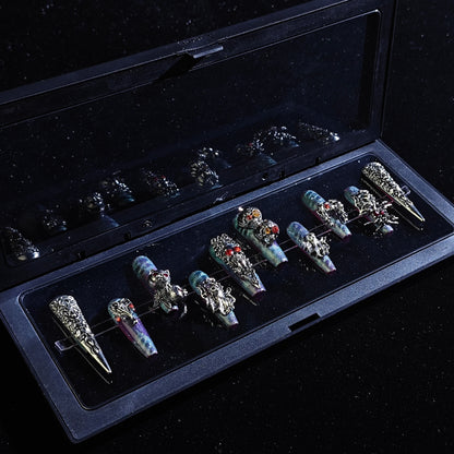 Metallic Fantasy_ Press On Nail Care & Nail Art Nails, 10pcs Manicure Set Nail Art, Halloween Gift（JS6608）