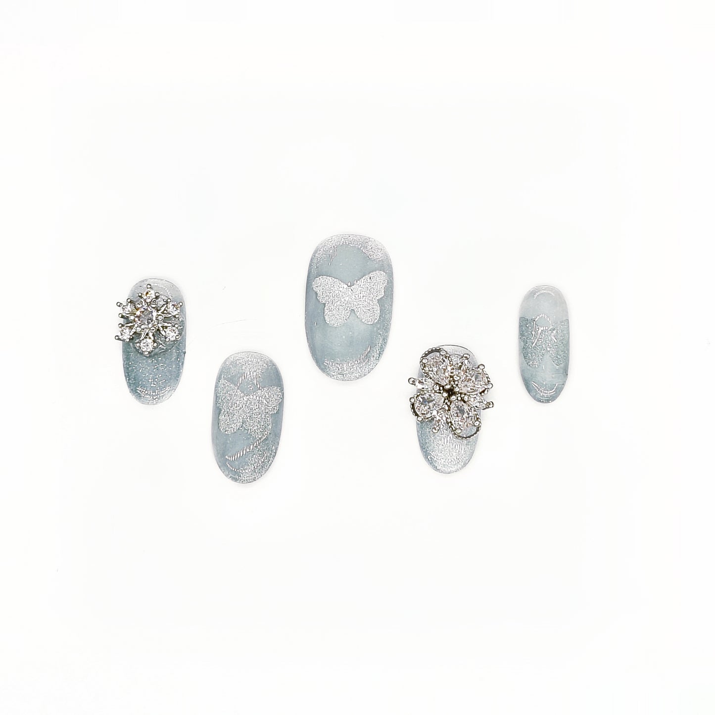 D156Finger Fantasy- Crystal Fantasy Luxury Rhinestone Handmade Press-On Nail Set with Gift Box & Greeting Card, 10pcs Elegant Nail Art Kit for Manicure, Perfect for Christmas Gift and Holiday Glam（DM0156）