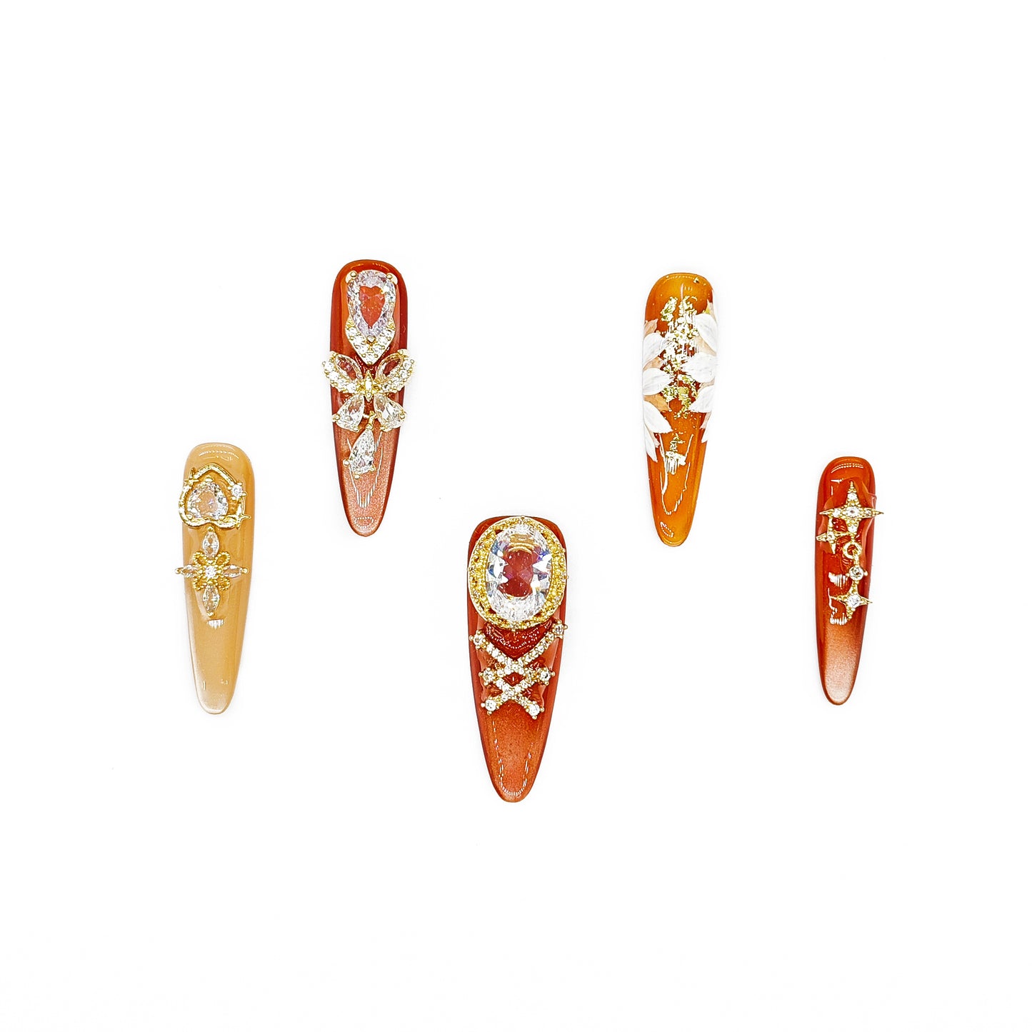 D135Finger Fantasy- Crystal Fantasy Luxury Rhinestone Handmade Press-On Nail Set with Gift Box & Greeting Card, 10pcs Elegant Nail Art Kit for Manicure, Perfect for Christmas Gift and Holiday Glam£¨DM0135£©