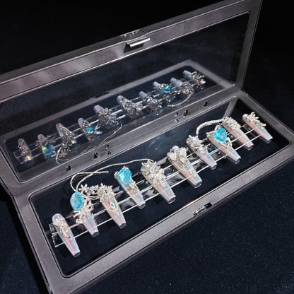 D126Finger Fantasy- Crystal Fantasy Luxury Rhinestone Handmade Press-On Nail Set with Gift Box & Greeting Card, 10pcs Elegant Nail Art Kit for Manicure, Perfect for Christmas Gift and Holiday Glam(DM0126)