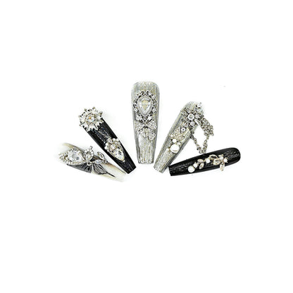 Crystal Fantasy_Glitters Fashion Press On Nail Care & Nail Art Nails, Luxury Elegant Rhinestone Stick 10pcs Manicure Set(MJ0051£©