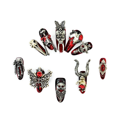 Metallic Fantasy_ Press On Nail Care & Nail Art Nails, 10pcs Manicure Set Nail Art, Halloween Gift（JS6607）