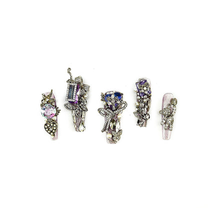 Crystal Fantasy_Glitters Fashion Press On Nail Care & Nail Art Nails, Luxury Elegant Rhinestone Stick 10pcs Manicure Set(MJ0037£©