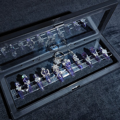 D132Finger Fantasy- Crystal Fantasy Luxury Rhinestone Handmade Press-On Nail Set with Gift Box & Greeting Card, 10pcs Elegant Nail Art Kit for Manicure, Perfect for Christmas Gift and Holiday Glam(DM0132)