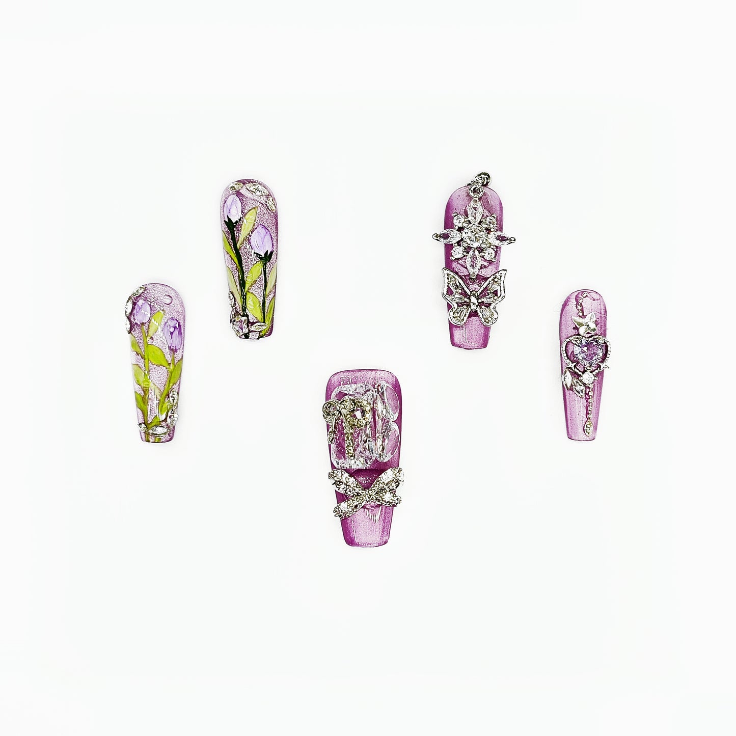 D133Glam Galaxy|Finger Fantasy- Crystal Fantasy Luxury Rhinestone Handmade Press-On Nail Set with Gift Box & Greeting Card, 10pcs Elegant Nail Art Kit for Manicure, Perfect for Christmas Gift and Holiday Glam£¨DM0133£©