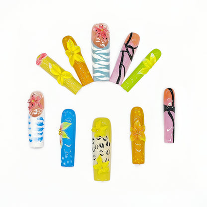 D154Finger Fantasy- Crystal Fantasy Luxury Rhinestone Handmade Press-On Nail Set with Gift Box & Greeting Card, 10pcs Elegant Nail Art Kit for Manicure, Perfect for Christmas Gift and Holiday Glam(DM0154)