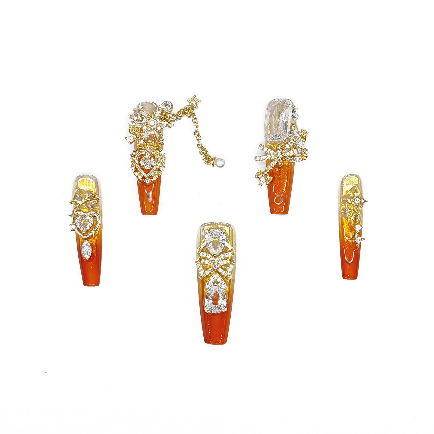 D134Finger Fantasy- Crystal Fantasy Luxury Rhinestone Handmade Press-On Nail Set with Gift Box & Greeting Card, 10pcs Elegant Nail Art Kit for Manicure, Perfect for Christmas Gift and Holiday Glam£¨DM0134£©