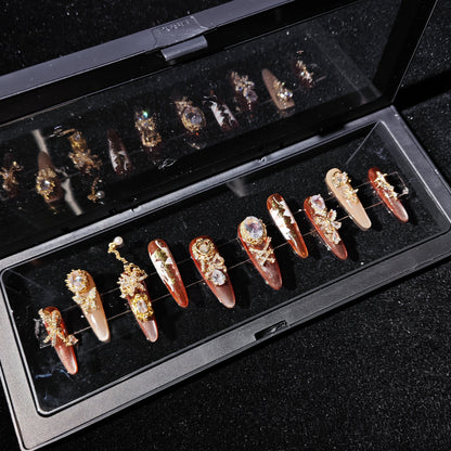 D135Finger Fantasy- Crystal Fantasy Luxury Rhinestone Handmade Press-On Nail Set with Gift Box & Greeting Card, 10pcs Elegant Nail Art Kit for Manicure, Perfect for Christmas Gift and Holiday Glam£¨DM0135£©