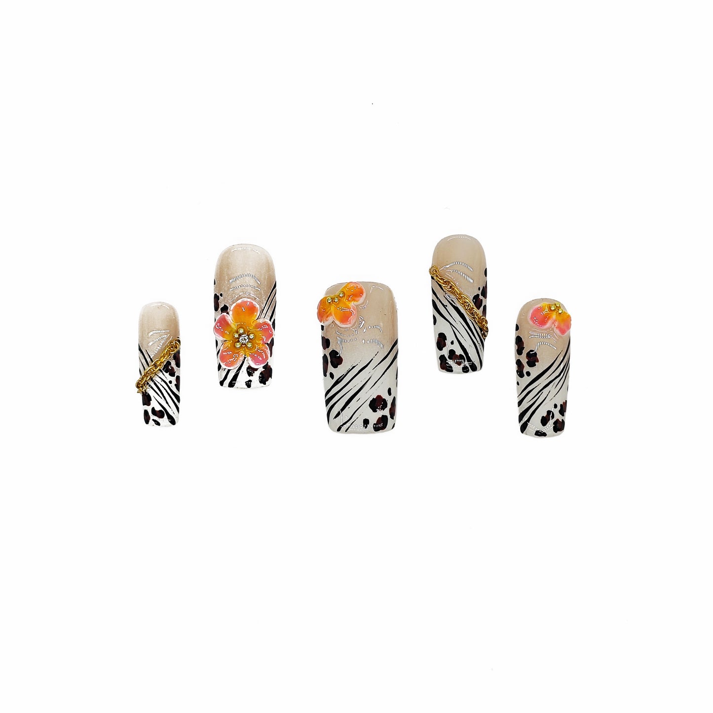 Finger Fantasy-Classic Fantasy Luxury Handmade Press On Nail Set with Gift Box & Greeting Card, 10pcs Elegant Nail Art Kit for Manicure, Perfect for Gifts and Holiday Glam(NM0023)
