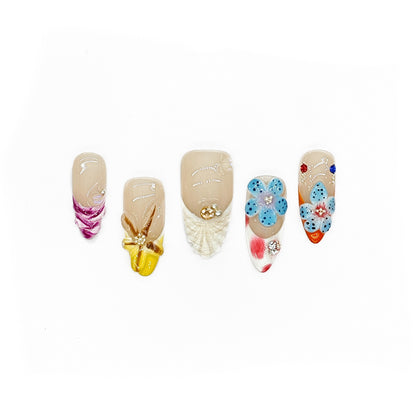 Finger Fantasy-Classic Fantasy Luxury Handmade Press On Nail Set with Gift Box & Greeting Card, 10pcs Elegant Nail Art Kit for Manicure, Perfect for Gifts and Holiday Glam(NM0006)