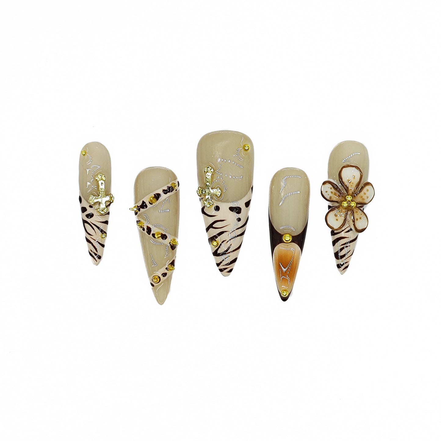 Finger Fantasy-Classic Fantasy Luxury Handmade Press On Nail Set with Gift Box & Greeting Card, 10pcs Elegant Nail Art Kit for Manicure, Perfect for Gifts and Holiday Glam(NM0018)