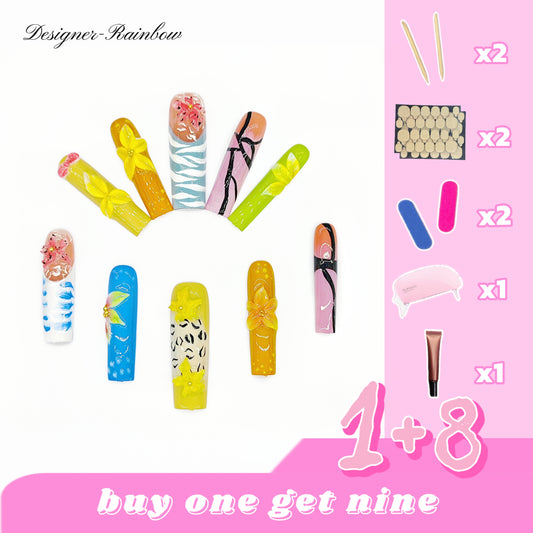 D154Finger Fantasy- Crystal Fantasy Luxury Rhinestone Handmade Press-On Nail Set with Gift Box & Greeting Card, 10pcs Elegant Nail Art Kit for Manicure, Perfect for Christmas Gift and Holiday Glam(DM0154)