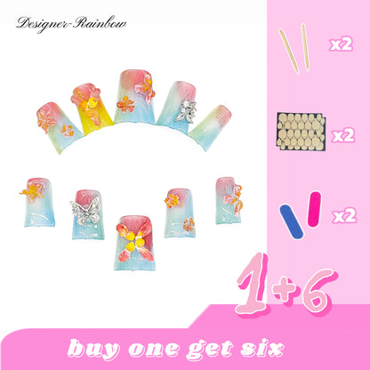 D159Finger Fantasy- Crystal Fantasy Luxury Rhinestone Handmade Press-On Nail Set with Gift Box & Greeting Card, 10pcs Elegant Nail Art Kit for Manicure, Perfect for Christmas Gift and Holiday Glam(DM0159)