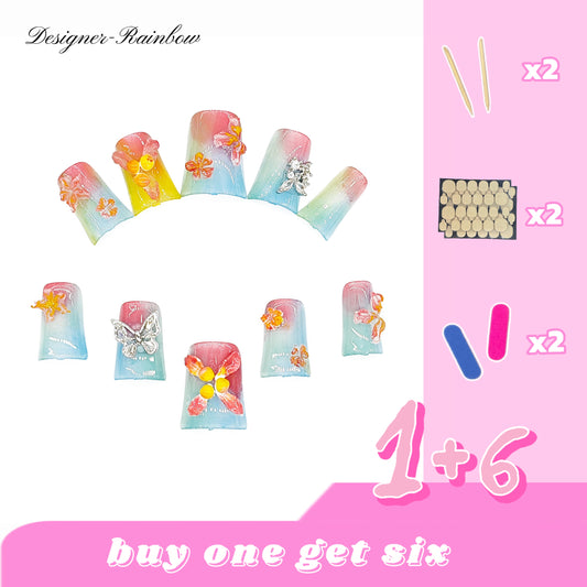 D159Finger Fantasy- Crystal Fantasy Luxury Rhinestone Handmade Press-On Nail Set with Gift Box & Greeting Card, 10pcs Elegant Nail Art Kit for Manicure, Perfect for Christmas Gift and Holiday Glam(DM0159)